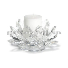 Candelero de cristal claro de la flor de Lotus en forma de flor